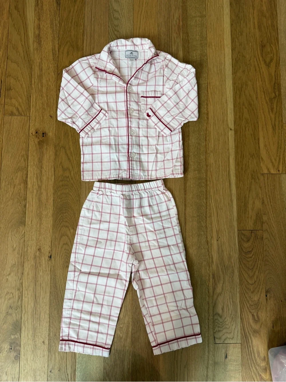 💗 Petite Plume Pink Windowpane Pajama Set Girls 3T Classic